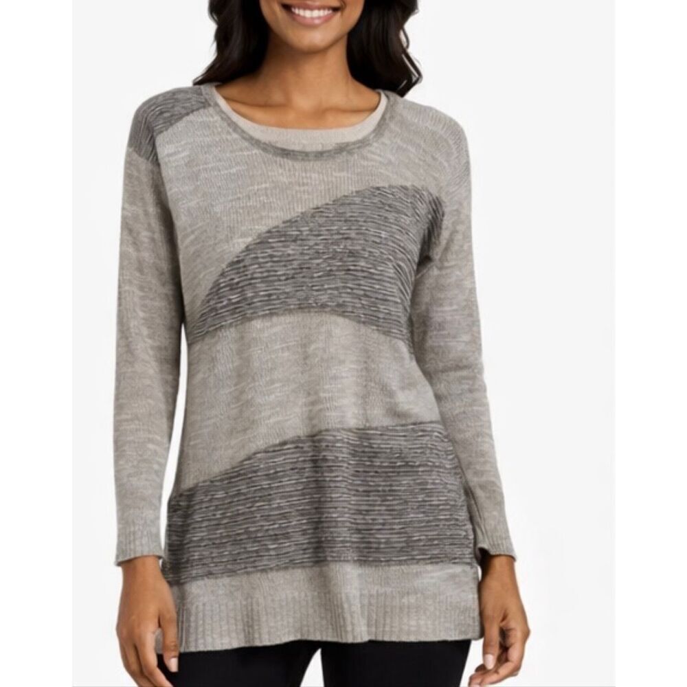 Green Dragon grey knit abstract sweater ribbed fit M